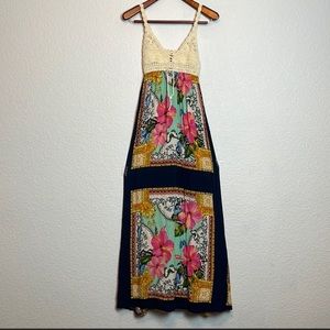 Farm Rio Crochet Floral Maxi Dress.